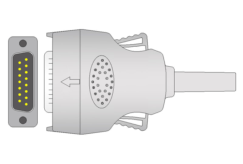 Mortara Compatible One Piece Reusable EKG Cable - 3mm Needle - Pluscare Medical LLC
