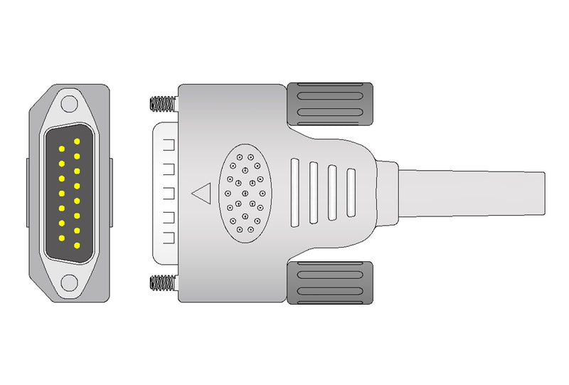Edan Compatible One Piece Reusable EKG Cable - 3mm Needle - Pluscare Medical LLC