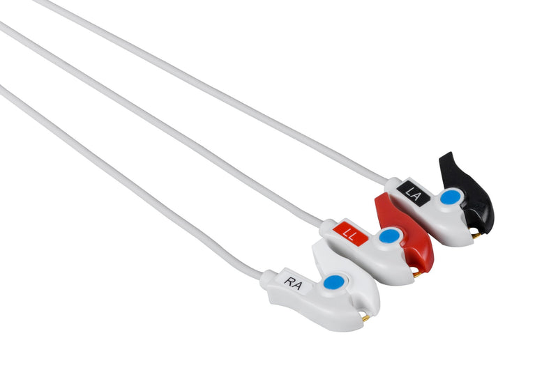 Fukuda Compatible Reusable ECG Lead Wire - 3 Leads Grabber - Pluscare Medical LLC