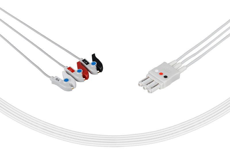 Philips Compatible Reusable ECG Lead Wire - 3 Leads Grabber - Pluscare Medical LLC