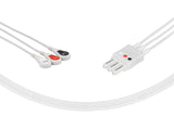 Philips Compatible Reusable ECG Lead Wire - 3 Leads Snap - Pluscare Medical LLC
