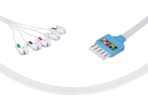 Philips Compatible Disposable ECG Lead Wire - 5 Leads Grabber Box of 10 - Pluscare Medical LLC