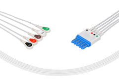 Philips Compatible Reusable ECG Lead Wire - 5 Leads Snap - Pluscare Medical LLC