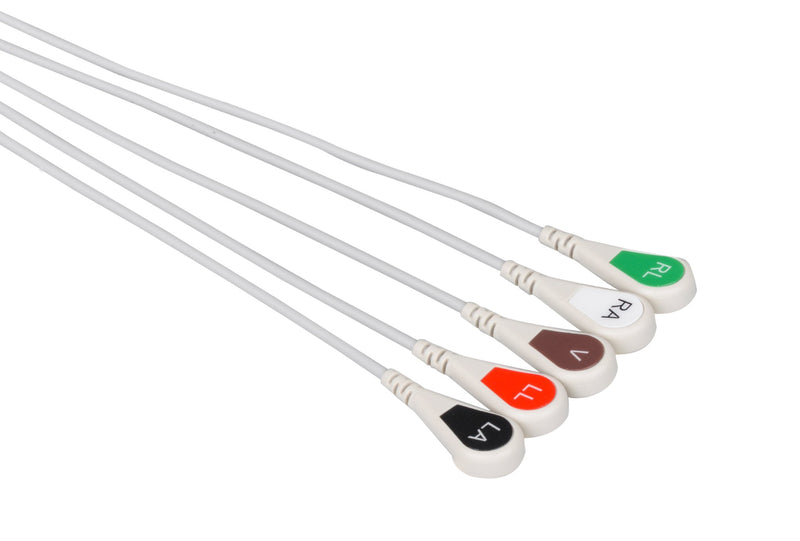 Philips Compatible Reusable ECG Lead Wire - 5 Leads Snap - Pluscare Medical LLC