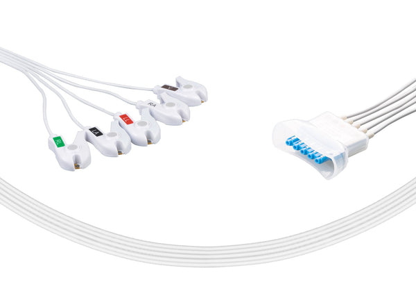 Philips Compatible ECG Telemetry cable - 5 Leads Grabber Box of 10 - Pluscare Medical LLC