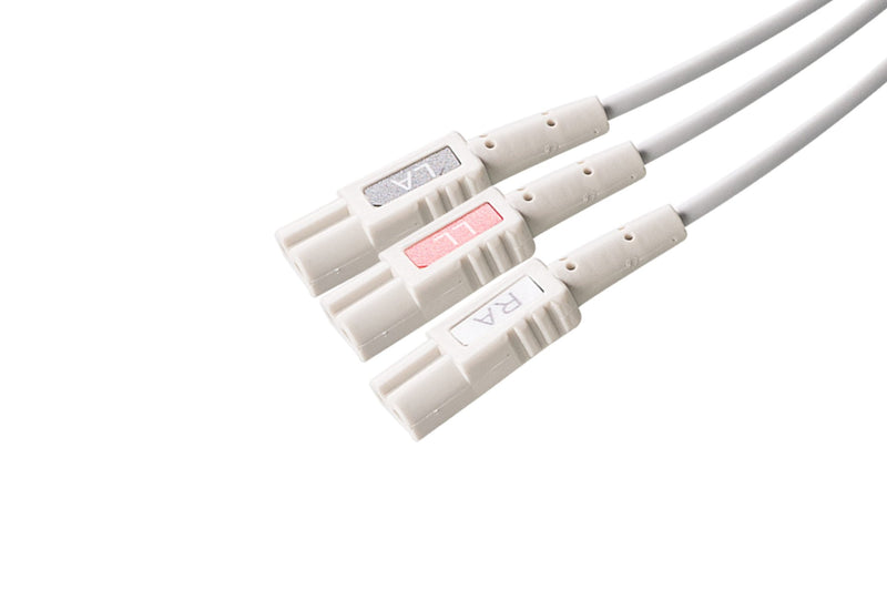 LL Compatible Reusable ECG Lead Wire - 3 Leads Snap - Pluscare Medical LLC