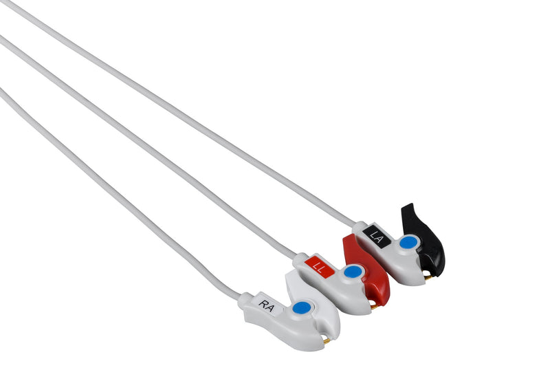 Mennen Compatible Reusable ECG Lead Wire - 3 Leads Grabber - Pluscare Medical LLC