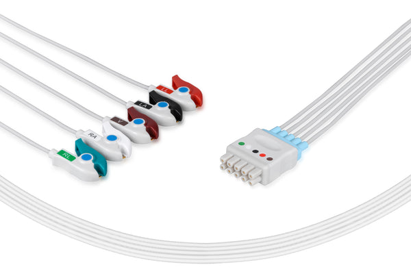 GE/Marquette Compatible Reusable ECG Lead Wires 5 Leads Grabber