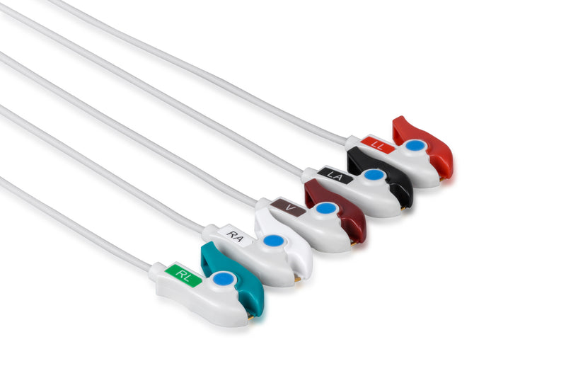 GE/Marquette Compatible Reusable ECG Lead Wire - 5 Leads Grabber - Pluscare Medical LLC