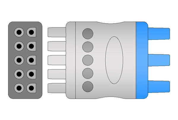 GE Vivid Compatible Reusable ECG Lead Wire - 3 Leads Snap - Pluscare Medical LLC