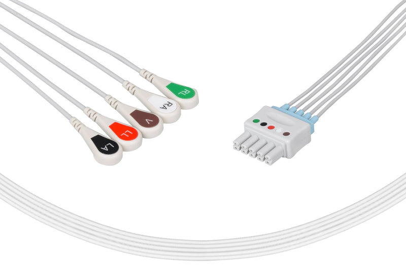 Mindray Compatible Reusable ECG Lead Wires 5 Leads Snap