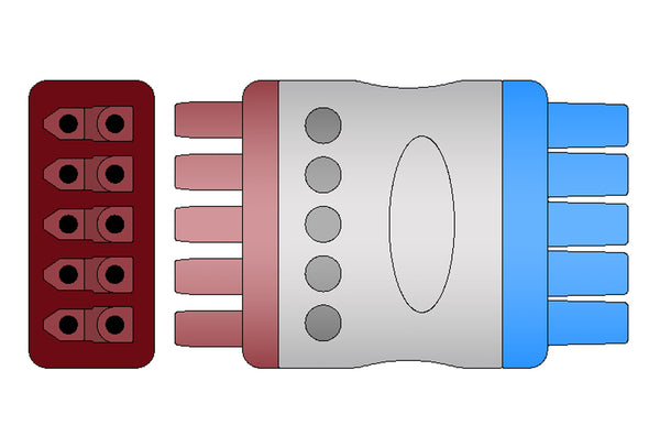 GE/Marquette V Compatible Reusable ECG Lead Wire - 5 Leads Grabber - Pluscare Medical LLC