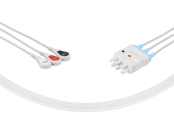 Nihon Kohden BR-019 Compatible Reusable ECG Lead Wires 3 Leads Snap