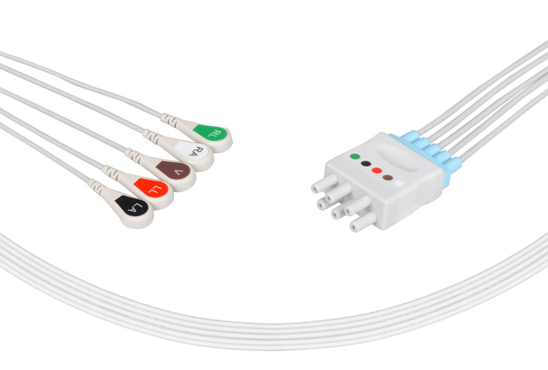 Nihon Kohden BR-021 Compatible Reusable ECG Lead Wires 5 Leads Snap