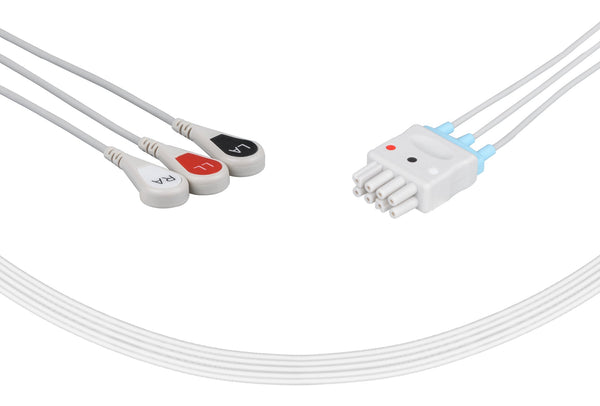 Nihon Kohden BR-903 Compatible Reusable ECG Lead Wires 3 Leads Snap