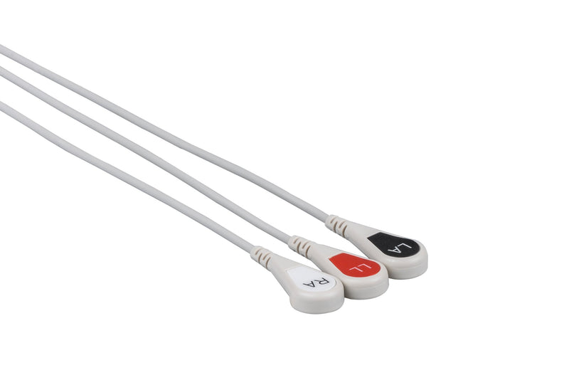 Nihon Kohden BR-903 Compatible Reusable ECG Lead Wire - 3 Leads Snap - Pluscare Medical LLC