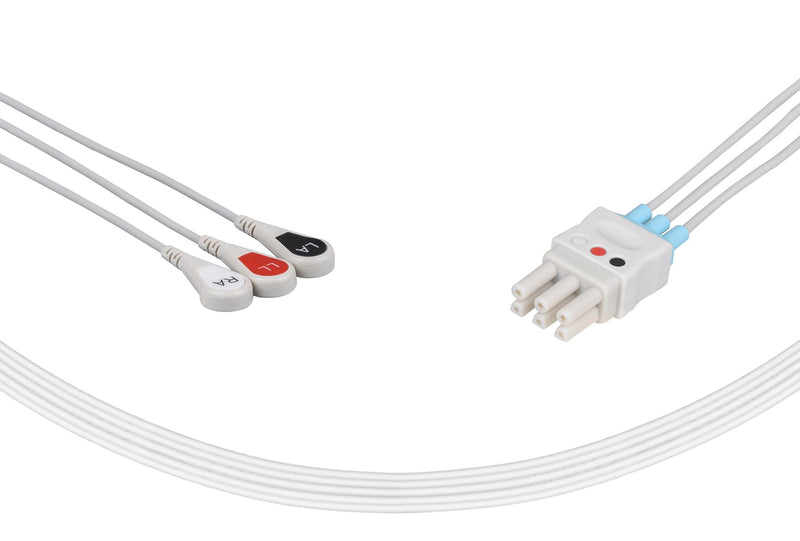 Spacelabs Compatible Reusable ECG Lead Wire - 3 Leads Snap - Pluscare Medical LLC