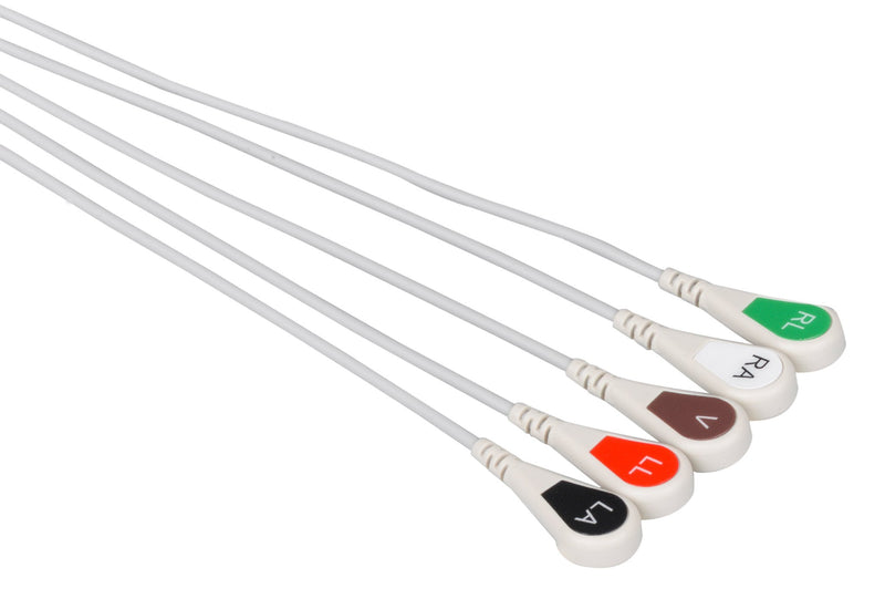 Spacelabs Compatible Reusable ECG Lead Wire - 5 Leads Snap - Pluscare Medical LLC