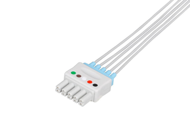 Siemens Compatible Reusable ECG Lead Wire - 5 Leads Grabber - Pluscare Medical LLC
