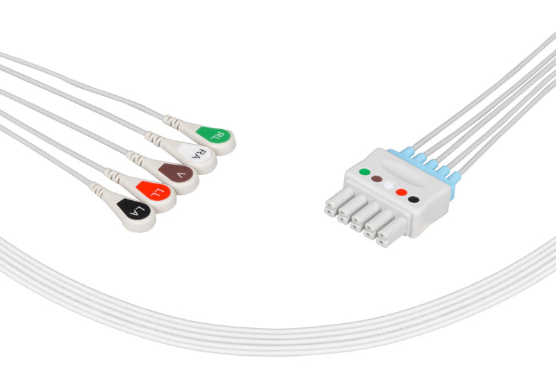 Siemens Compatible Reusable ECG Lead Wires 5 Leads Snap