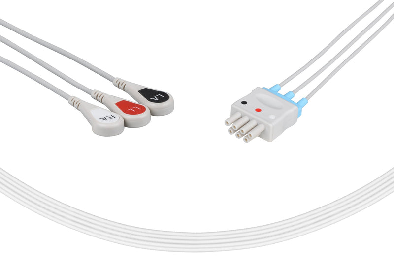 Mindray Compatible ECG Telemetry Cables 3 Leads Snap