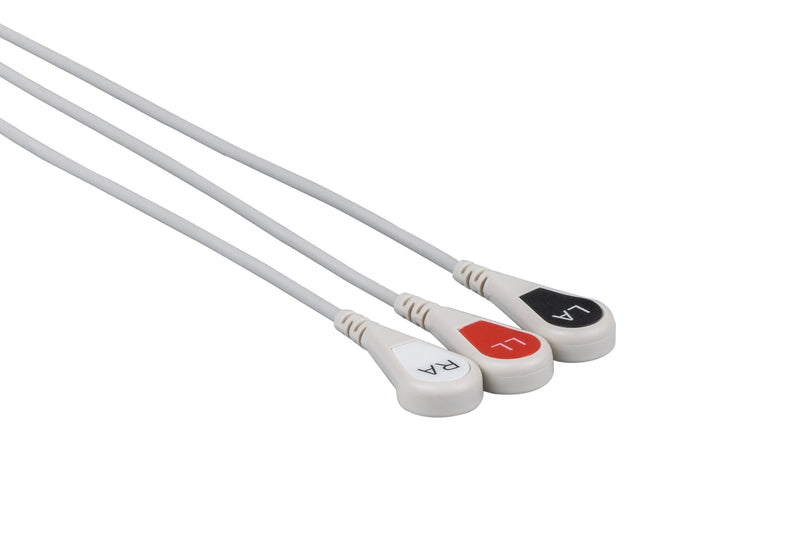 Mindray Compatible ECG Telemetry cable - 3 Leads Snap - Pluscare Medical LLC