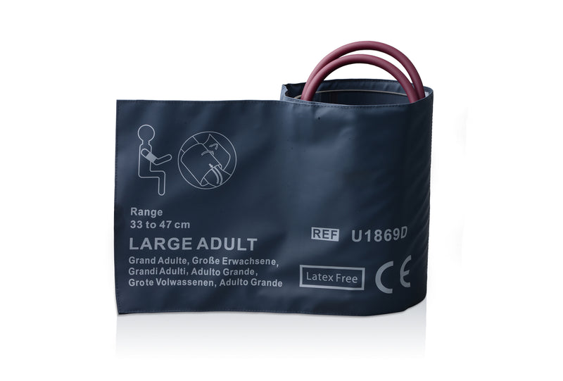 Reusable NIBP Cuffs With Inflation Bag & BP18+BP18 Connector - Double Tube Large Adult 33-47cm - Pluscare Medical LLC
