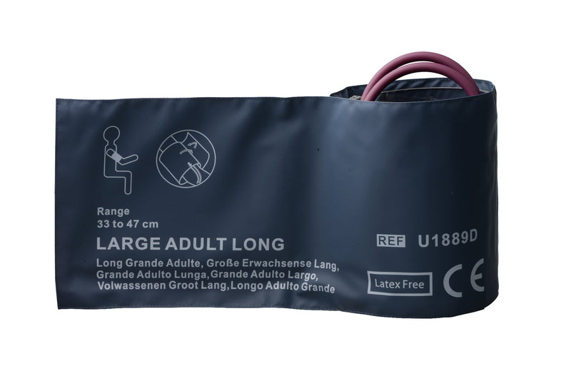 Reusable NIBP Cuffs With Inflation Bag - Double Tube Large Adult Long 33-47cm - Pluscare Medical LLC